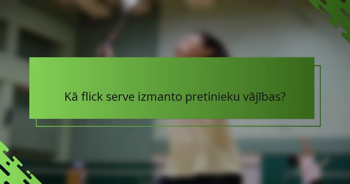 Kā flick serve izmanto pretinieku vājības?