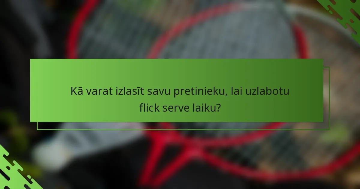 Kā varat izlasīt savu pretinieku, lai uzlabotu flick serve laiku?