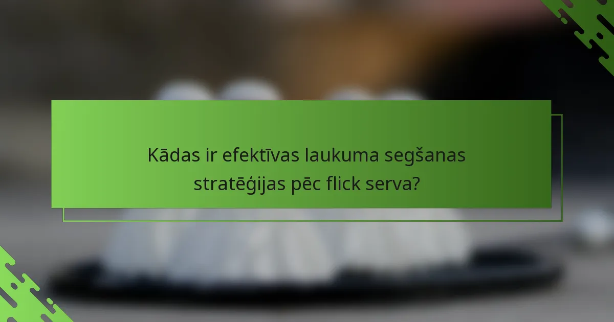 Kādas ir efektīvas laukuma segšanas stratēģijas pēc flick serva?