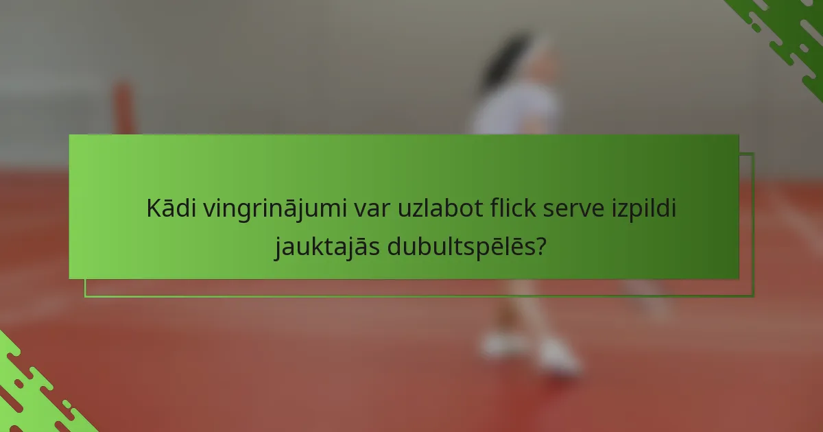 Kādi vingrinājumi var uzlabot flick serve izpildi jauktajās dubultspēlēs?