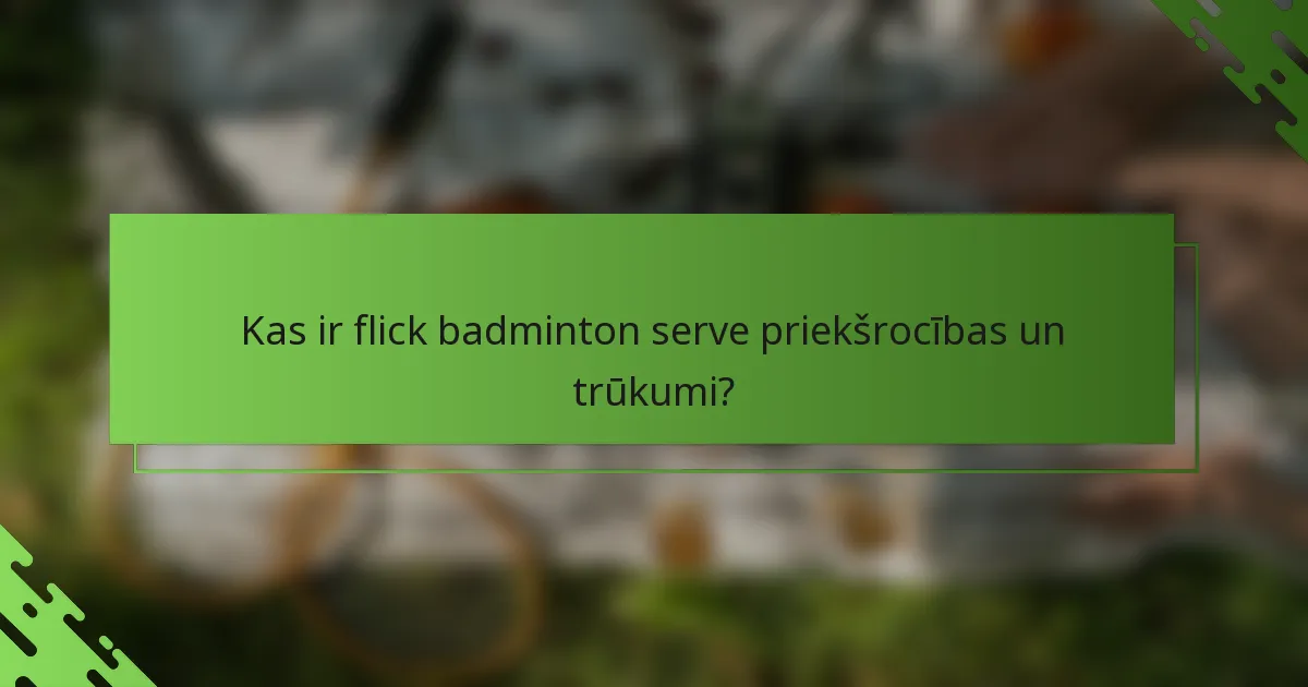 Kas ir flick badminton serve priekšrocības un trūkumi?