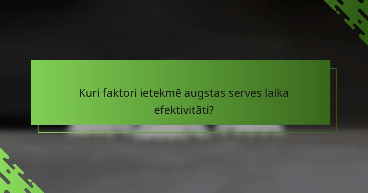 Kuri faktori ietekmē augstas serves laika efektivitāti?